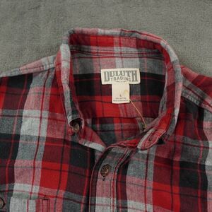 Duluth Trading Shirt Mens Large Red Black Plaid Relaxed Camp‎ Outdoor Gorpcore